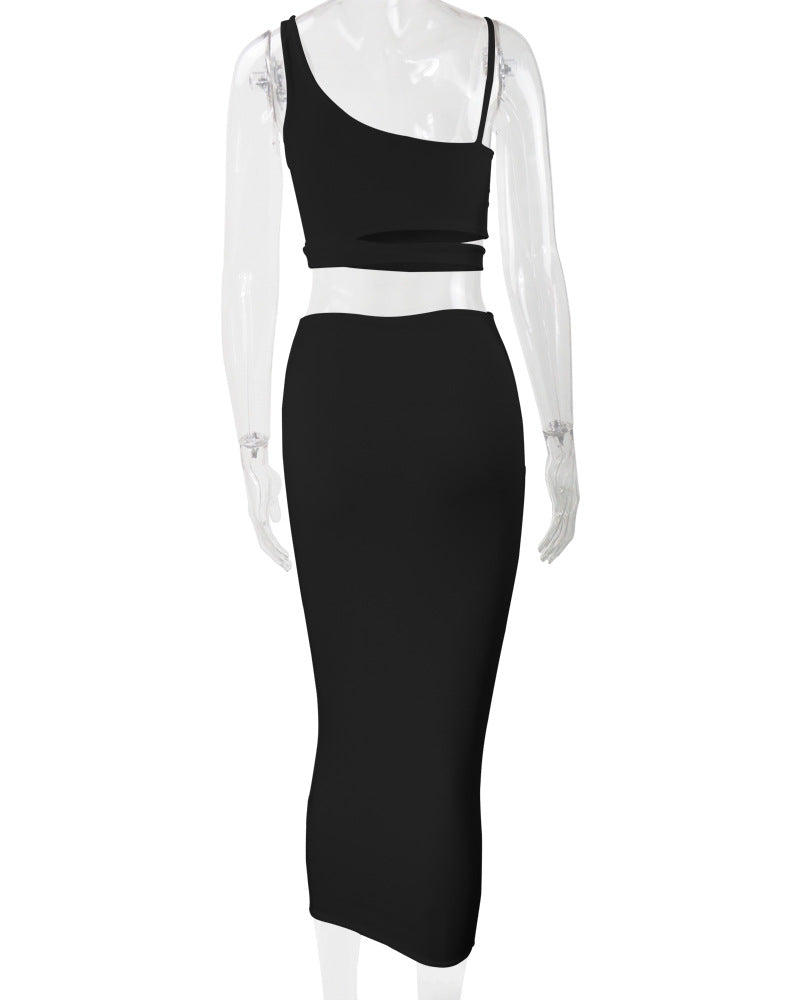 Autumn and Winter Women's Fashion Sexy Hollow Two-piece Skirt Set 10