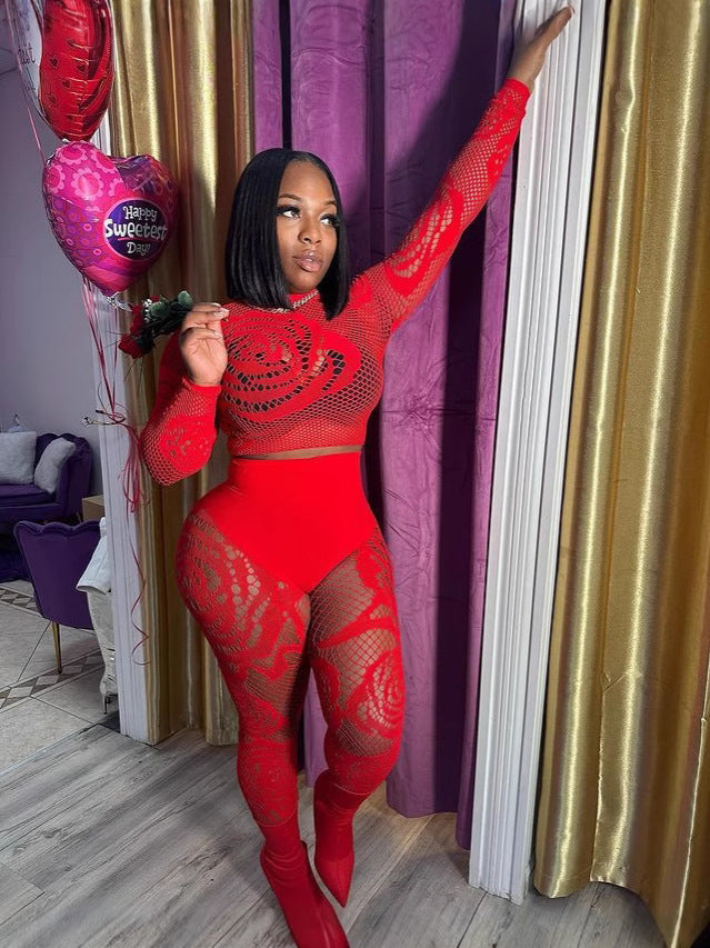 Women mesh hollow Sexy Lingerie Set 5