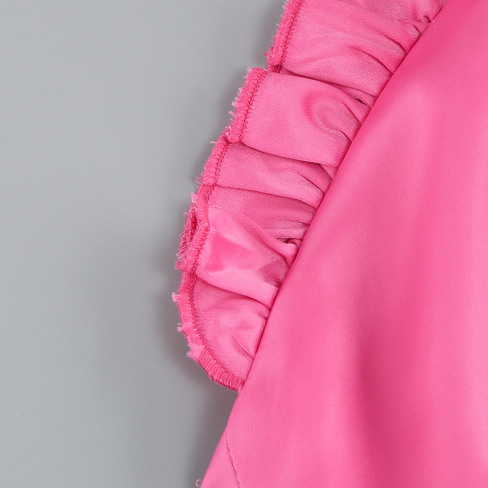 Summer Flower Sexy Strapless Halter Low Back Slit Long Party Dress 18