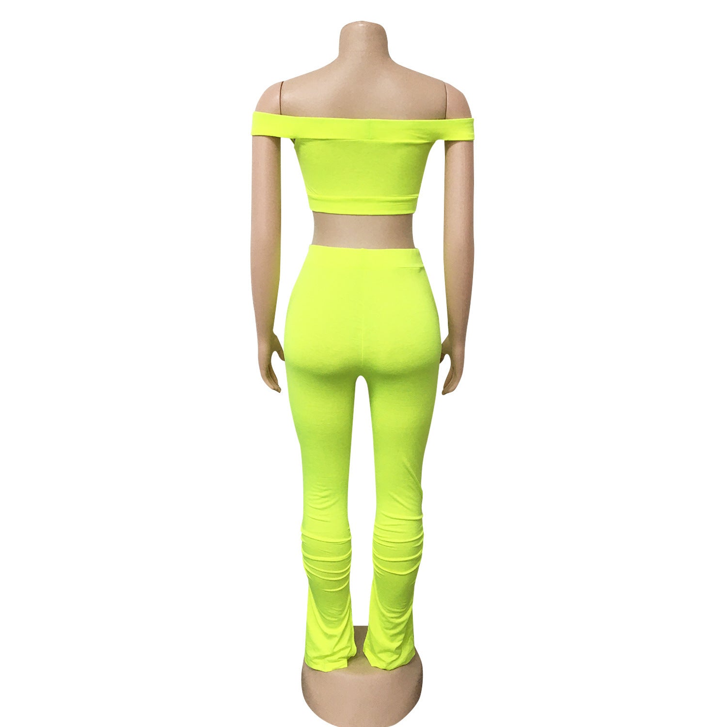 Women's Solid Color Off-Shoulder Casual Two Piece Pants Set 4