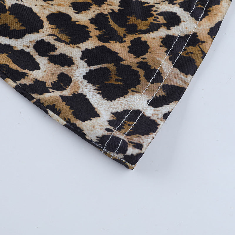 Women Fall Square Neck Leopard Print Dress 18