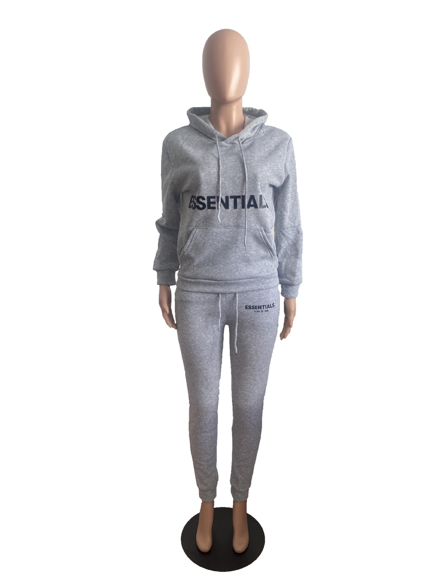 Womens Trend Letter Pringt Hooded Tracksuit Hoodies Sweatpants Two Piece Set 29