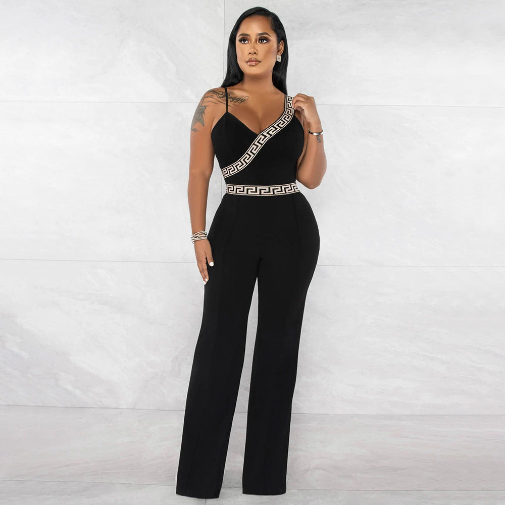 Solid Color Sexy Strap Women Jumpsuit