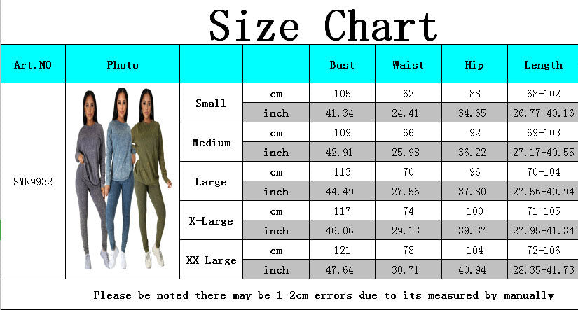 Women's Casual Fashion Casual Round Neck Long Sleeve Two-Piece Pants Set 9
