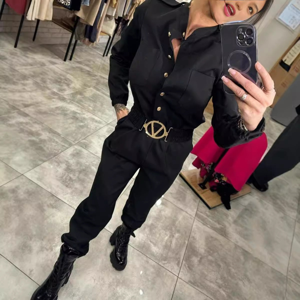 Women Autumn Long Sleeve Casual Jumpsuit 5