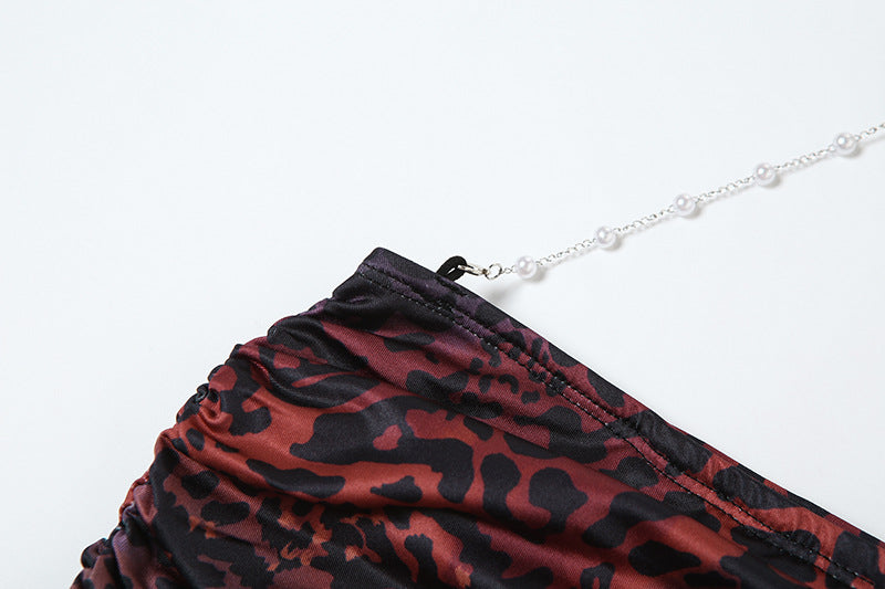 Women's Spring Halter Neck Tie Beaded Chain Slim Low Back Sexy Dress 31