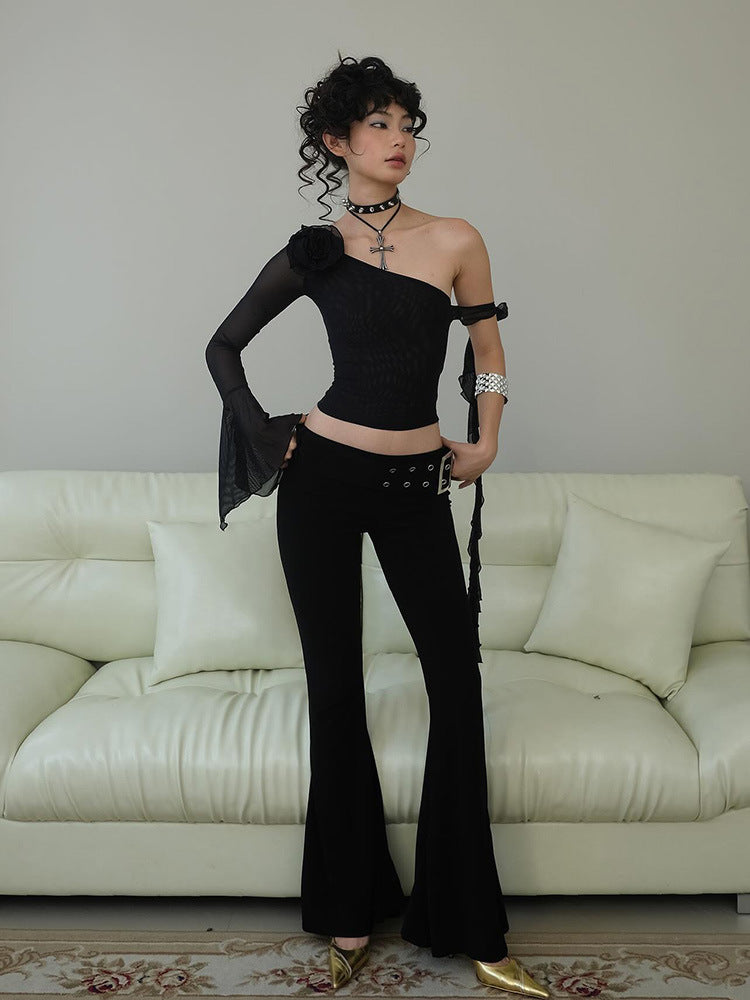 Winter And Spring Women's Sexy Fashion Trend Tight Fitting Slim Fit Mid-Waist Bell Bottom Pants 5