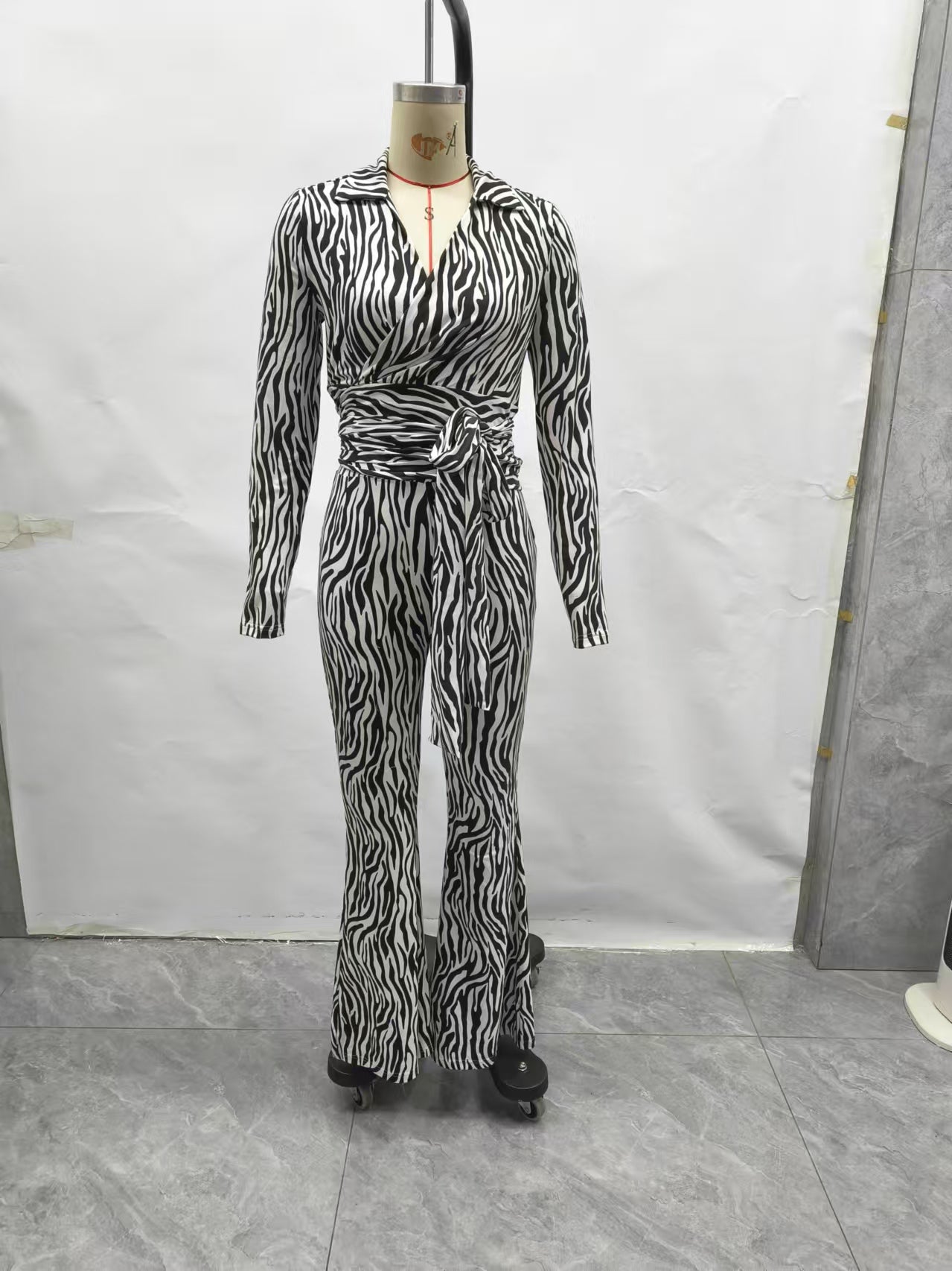 Women's zebra print slim waist  Pants Sets 6