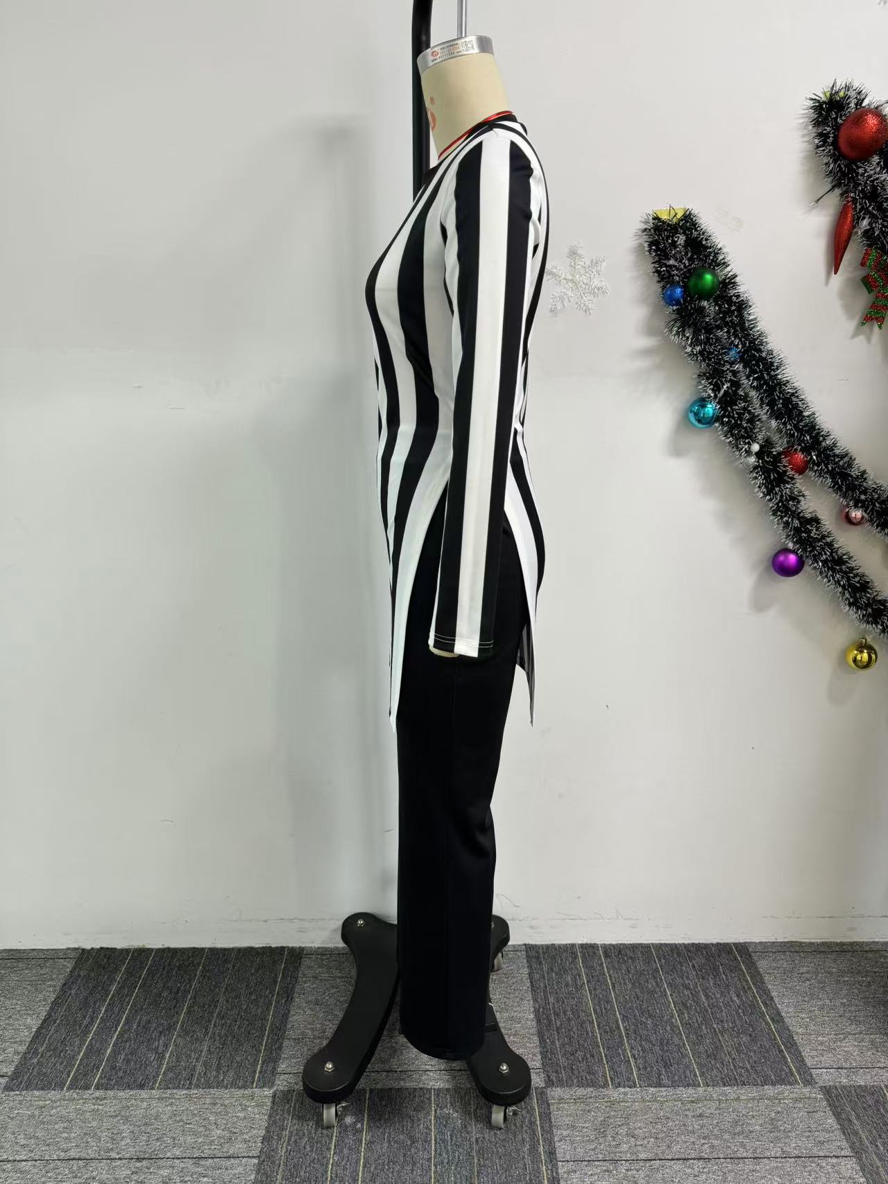 Women stripe printed long-sleeved top and pants two-piece set 18