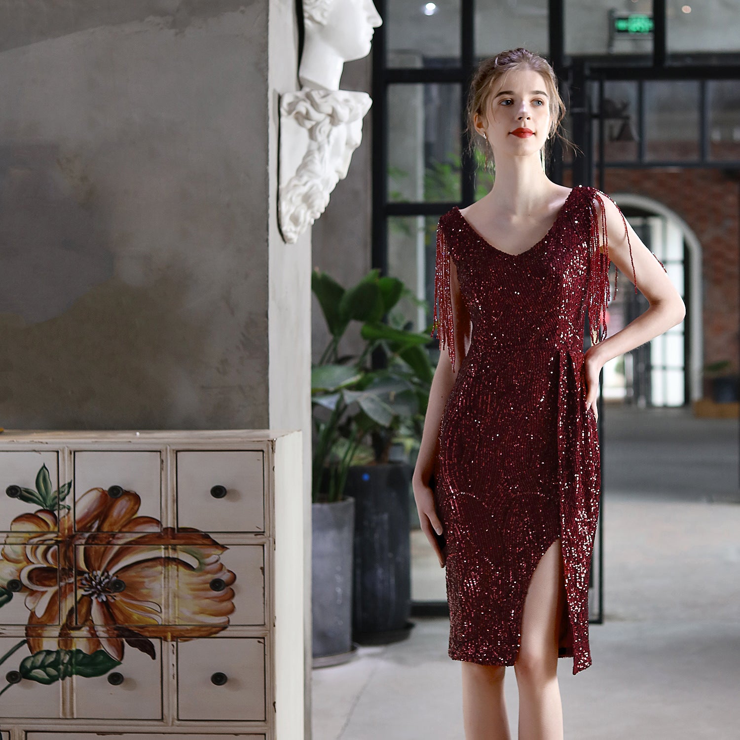 Formal Party Evening Dress Female Sequins Short Dress Party Dress 5