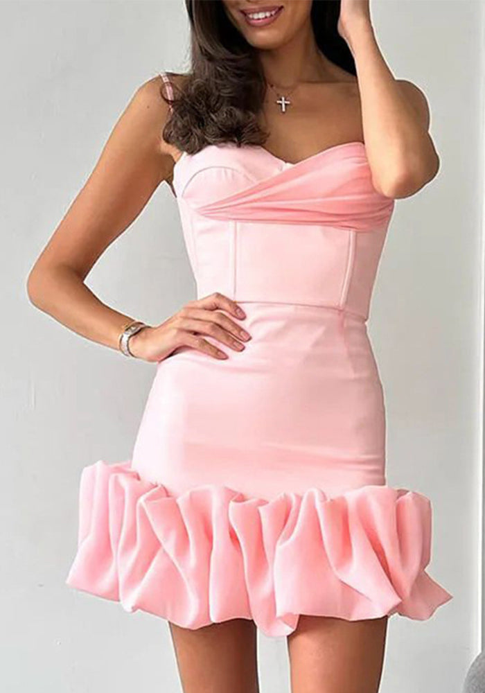 Women Summer Sexy Pleated Strap Dress