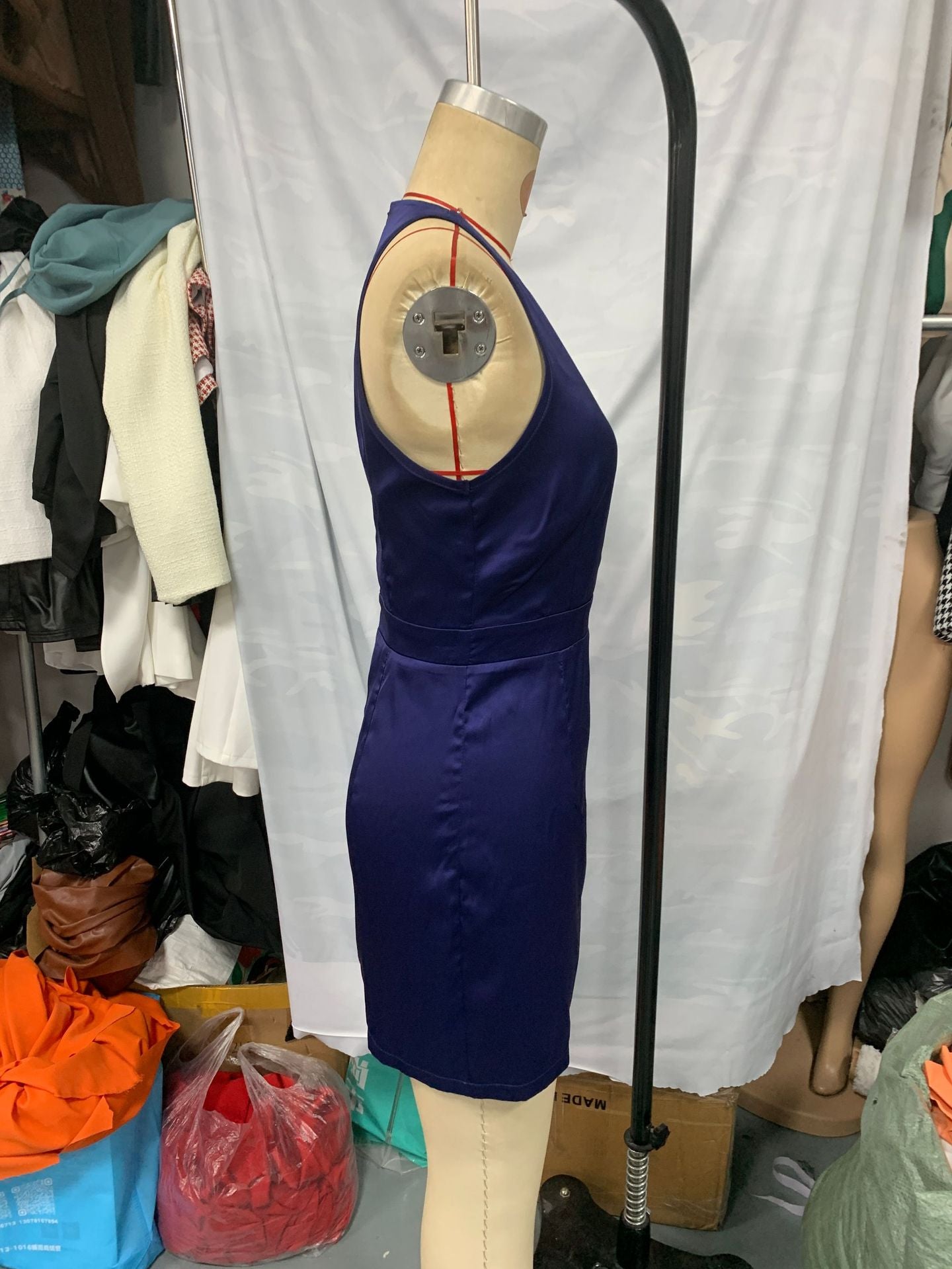 Fashion Sexy Slim Waist Solid Color Fitted Dress 5