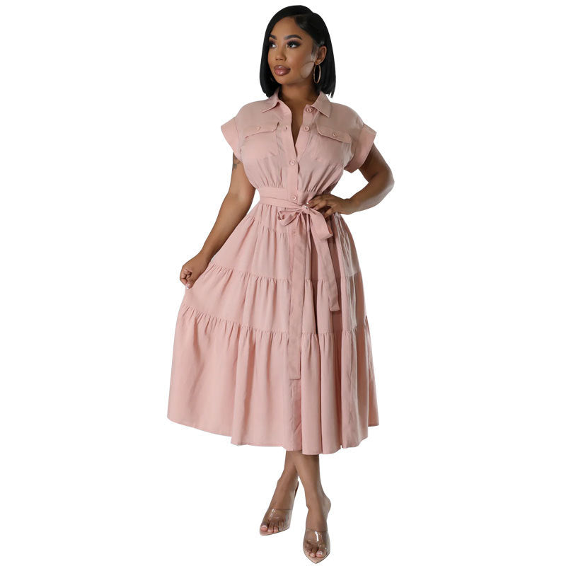 Women Casual Summer Short Sleeve Shirt Dress 6