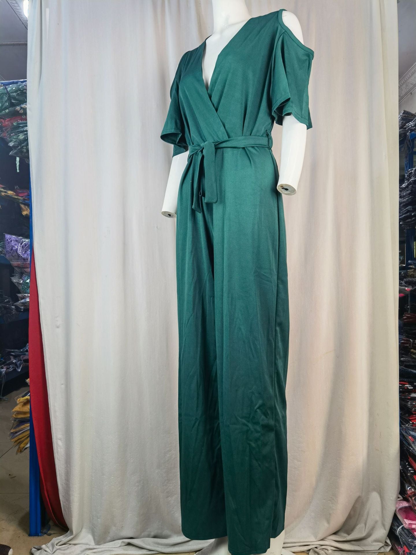 Women Cut Out Short Sleeve Wide Leg Jumpsuit with Belt 25