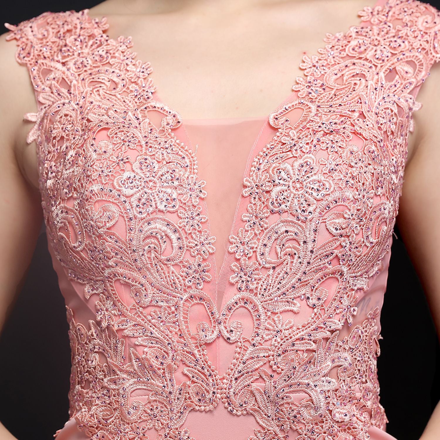 Plus-Size Women Lace-Trimmed Rhinestone Bridal Mermaid Evening Dress 24