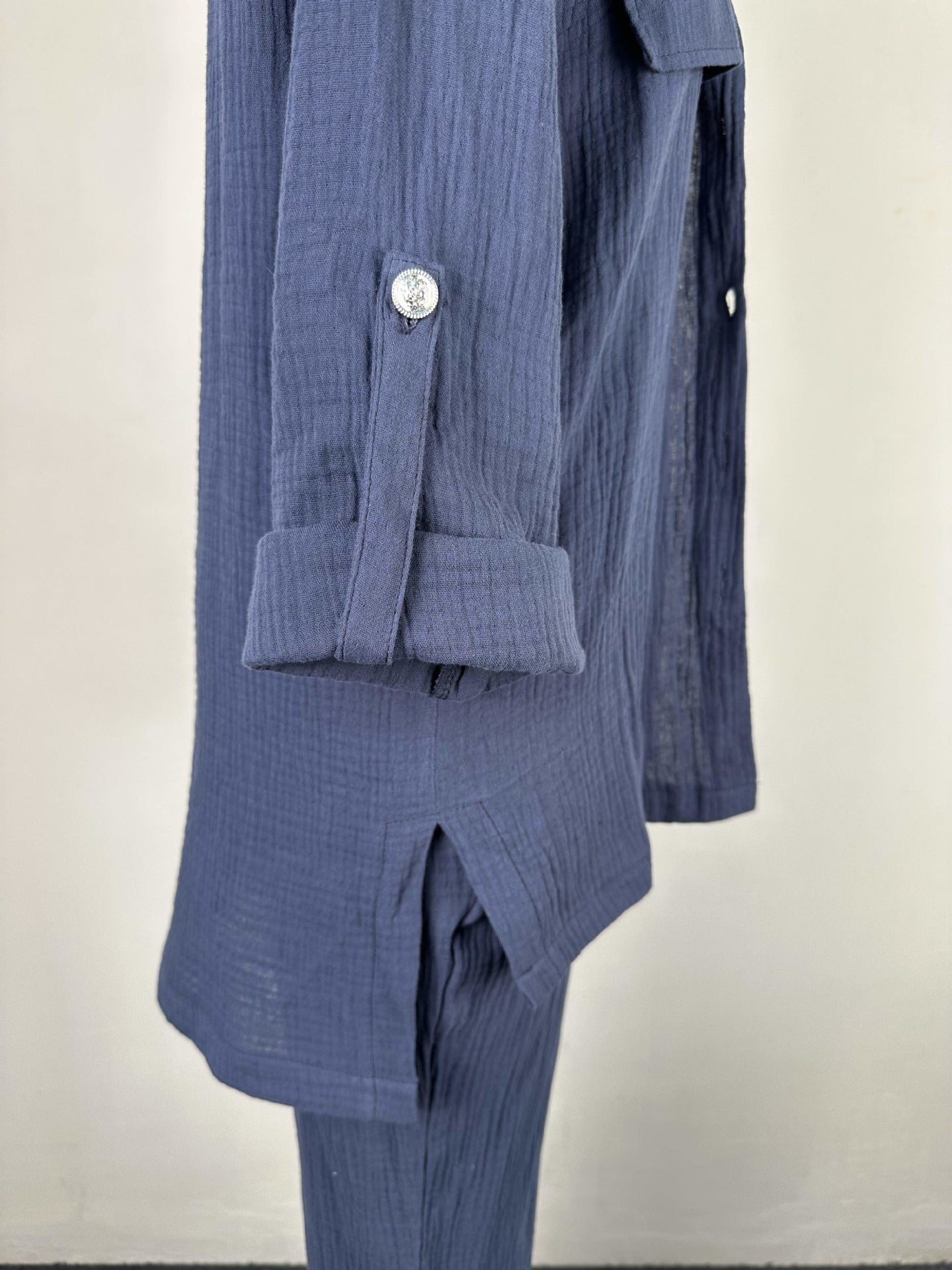 Plus Size Women's Double Crepe Oversized Turndown Collar Long Sleeve Set 20