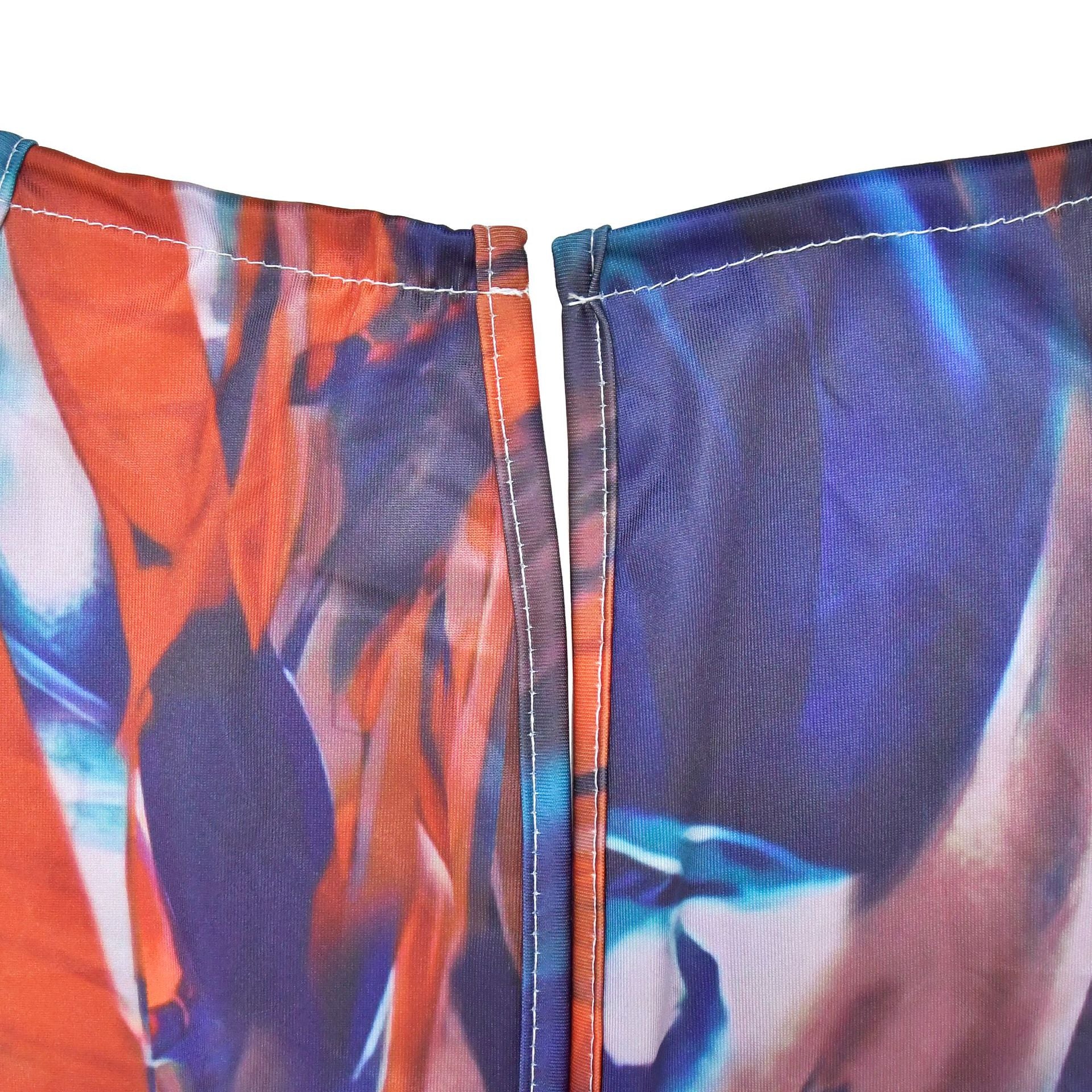 Women Printed Sleeveless V Neck Color Block Backless Jumpsuit 17