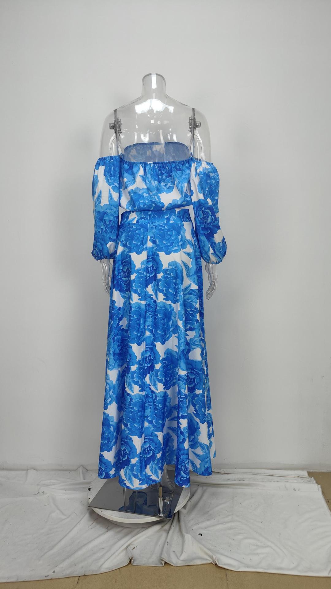 Women Spring Elegant Off Shoulder Print Dress 5