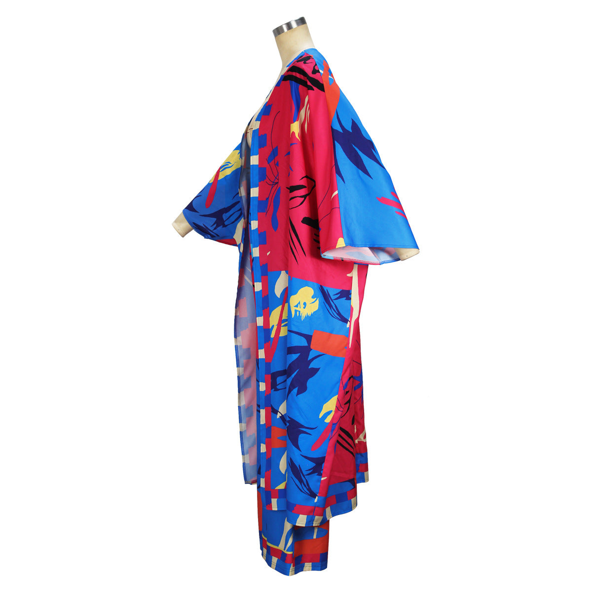 Women's Spring Chic Elegant Printed Long Sleeve Coat Wide Leg Pants Two Piece Set 8