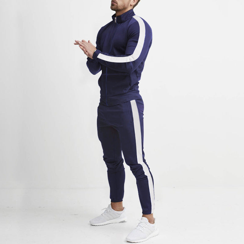 Autumn And Winter Casual Men's Sports Suits Color Matching Men's Casual Trendy Two Piece Tracksuit 12