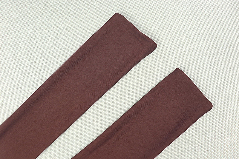 Fashion One-Shoulder Solid Pants Set Slash Shoulder Lace-Up Top Tight Fitting Pants Two-Piece Set 14