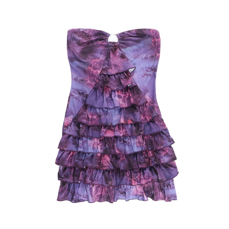 Women Summer Strapless Cake Sexy Mini Dress 10