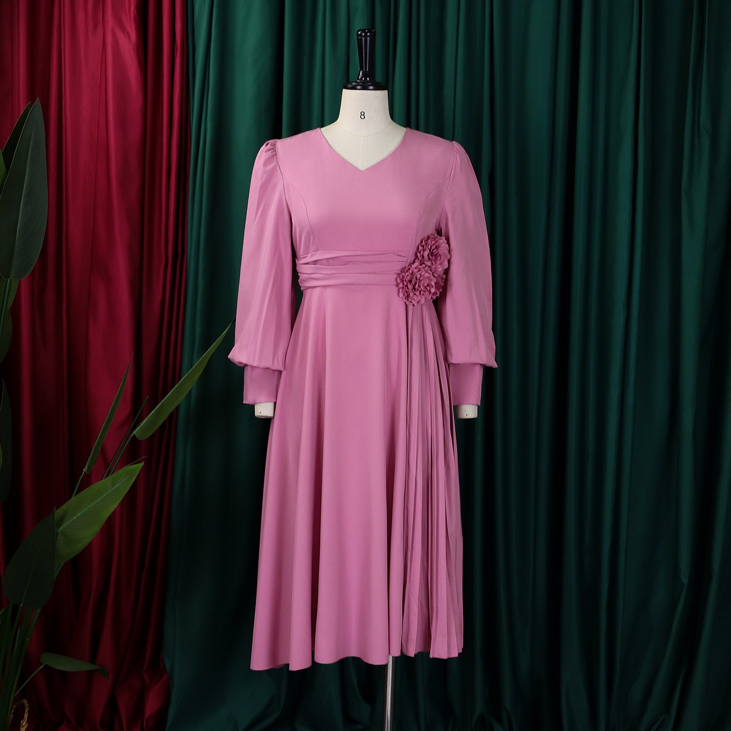 Plus Size Spring Elegant Solid Dress for Women 22