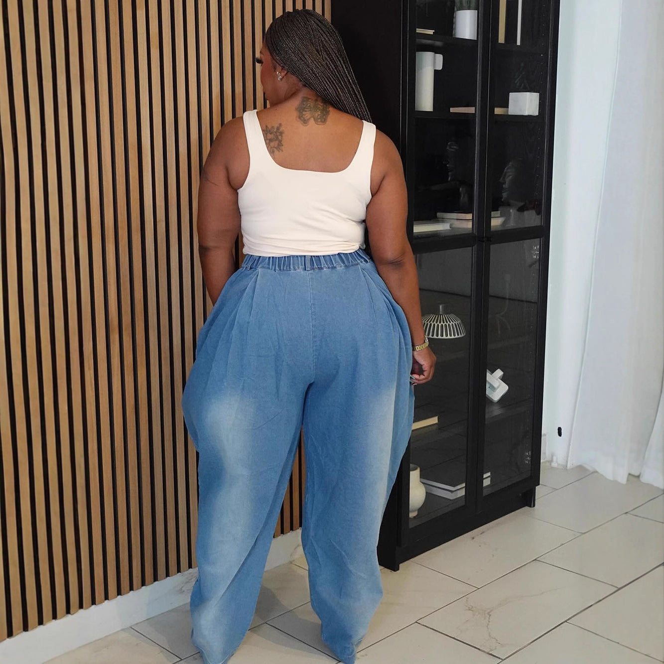 Women Denim Street Casual Harem Wide-Leg Bloomers