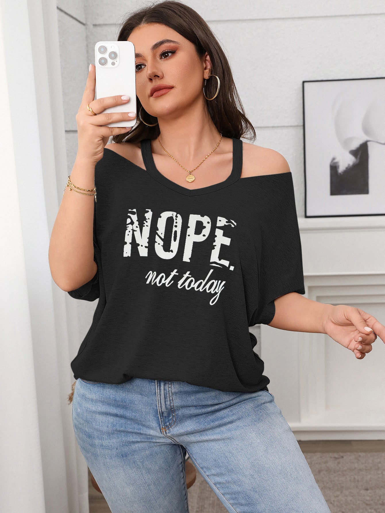 Spring Casual Plus Size Women's Short-Sleeve Off-Shoulder Top 23