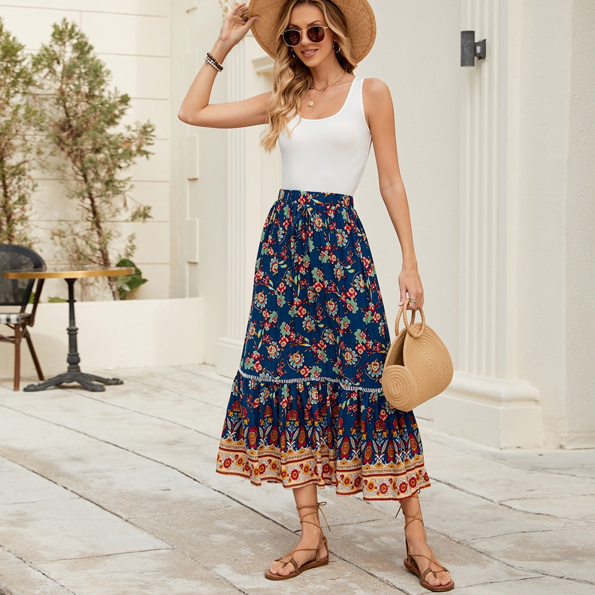 Women Print Bohemian Holidays Beach Skirt 6