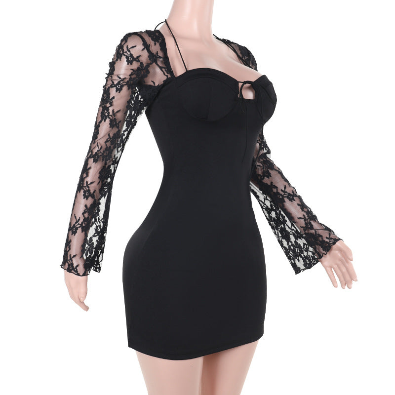 Autumn And Winter Chic Sexy Slim Lace Long Sleeve Bodycon Dress 7