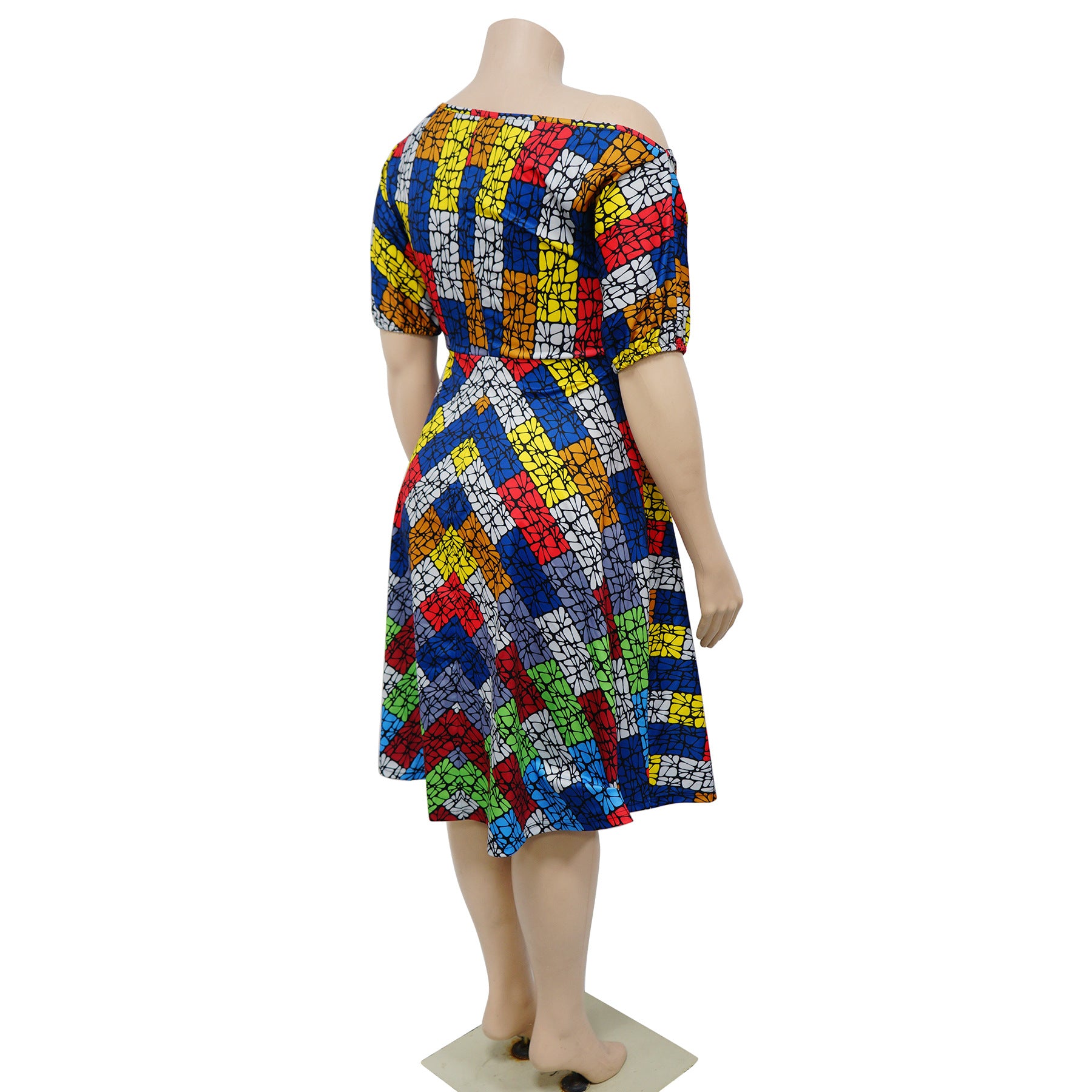 Women's Spring Summer Style Fashion Chic Belt African Plus Size A-Line Dress 12