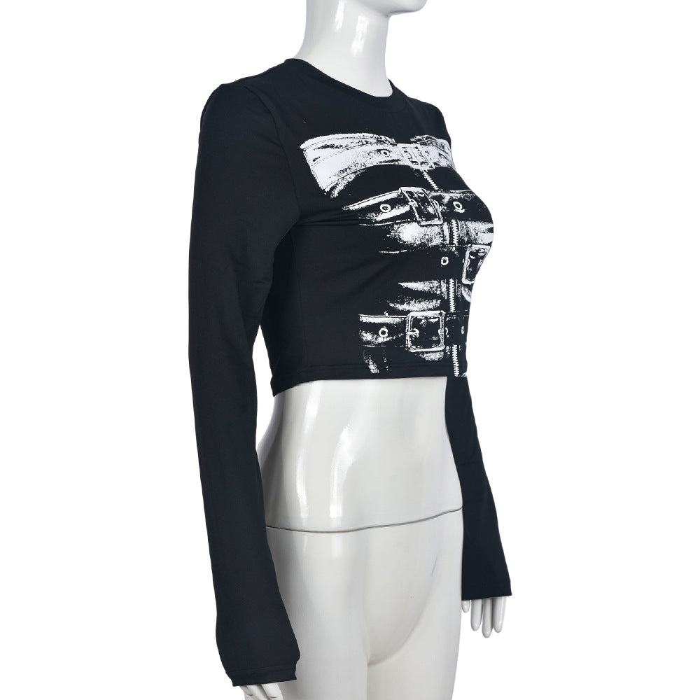 Women printed sexy long-sleeved Top and Style Skirt two-piece set 13