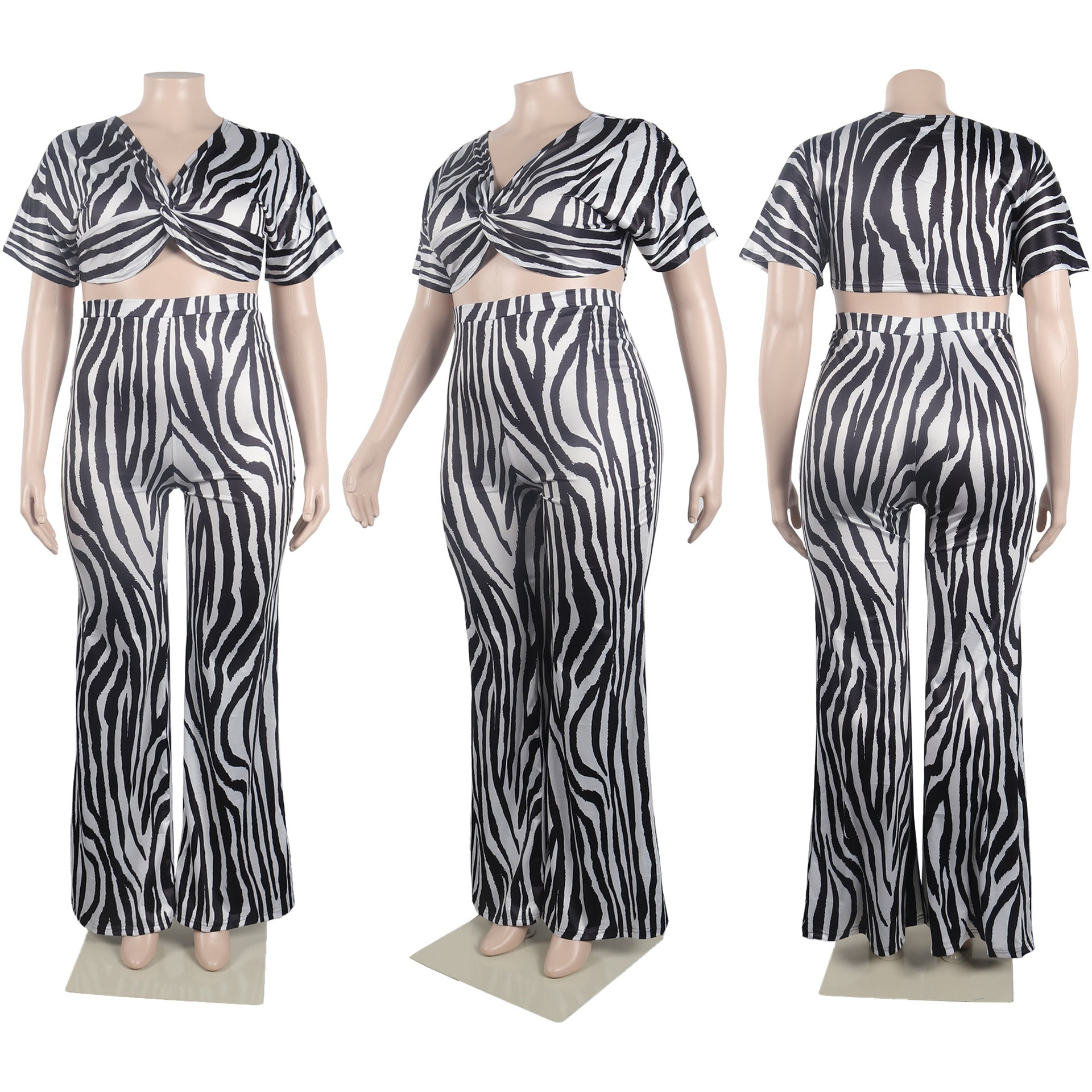 Sexy zebra print bootcut two-piece trouser suit 8