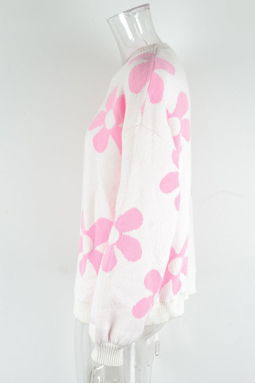 Autumn and winter women's printed sweater pullover flower plus size sweater 16