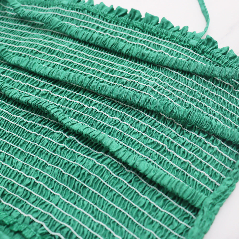 Lace-Up Trendy Wrapped Bust Sexy Low Back Elastic Waist Loose Straight Jumpsuit 17