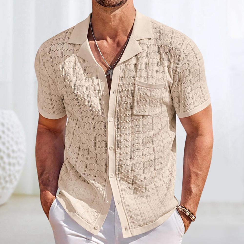 Men's Summer Short Sleeve Turndown Collar Knitting Polo Shirt Casual Top 11