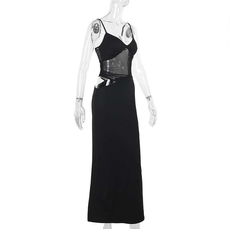Women Sexy Mesh Patchwork Strap Dress 7