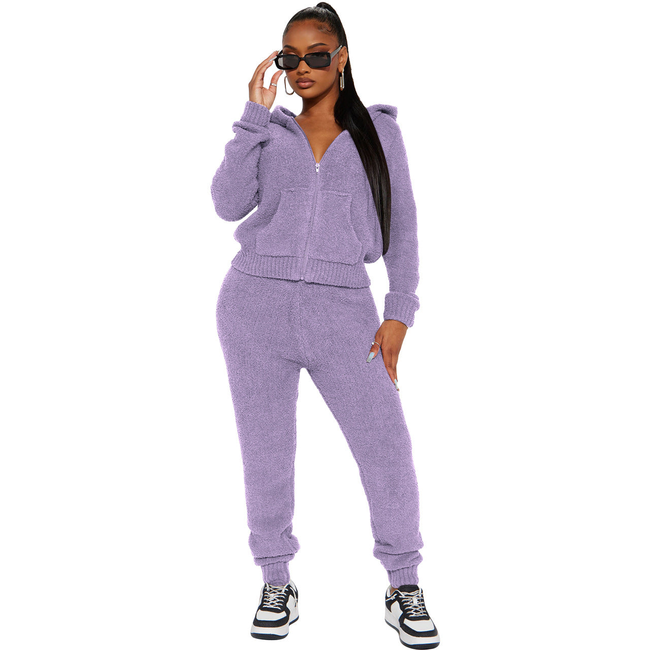 Women's Fashion Casual Hooded Fleece Two-Piece Pants Set Women's Clothing 10