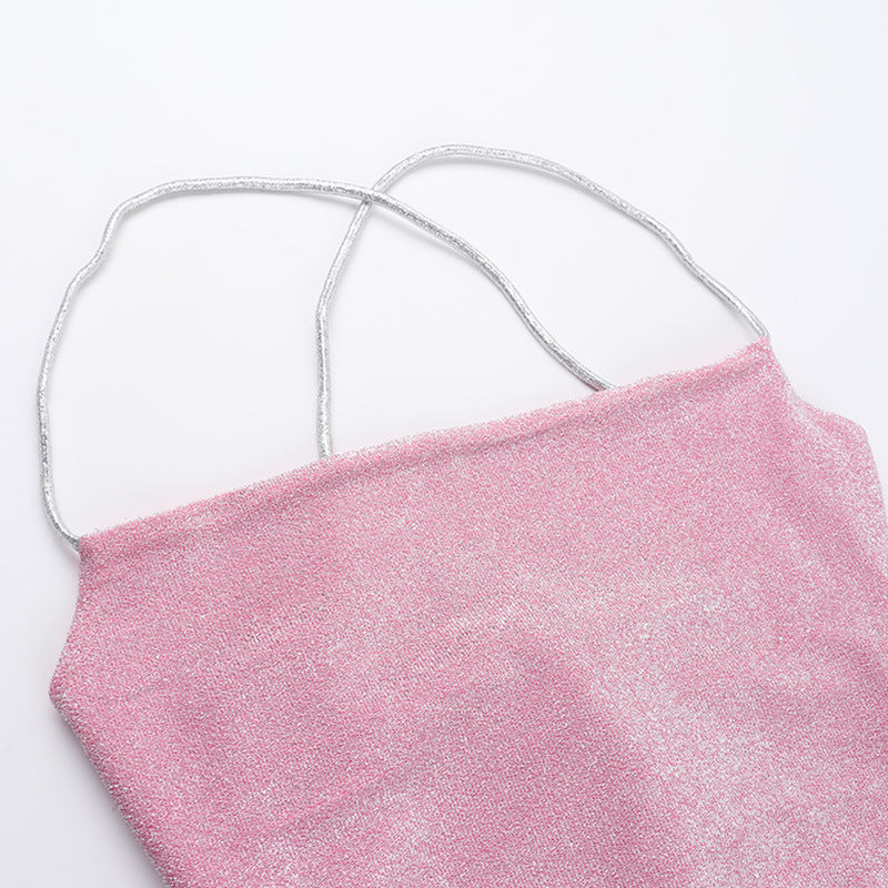 Autumn Chic Sexy Shiny Low Back Lace-Up Mini Dress 8