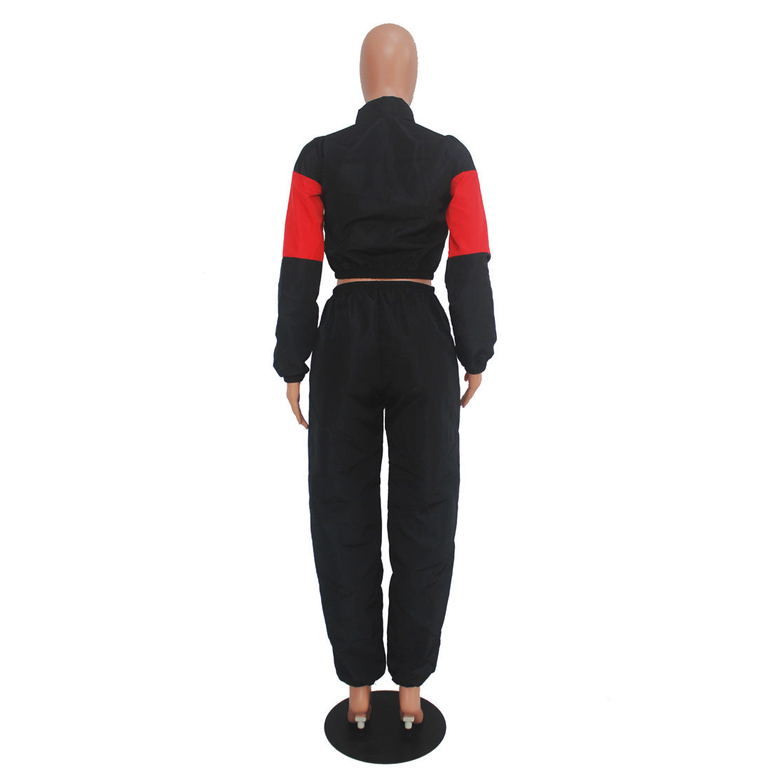 Women's Letter Print Color Block Patchwork Trench Hoodies Pants Set 12