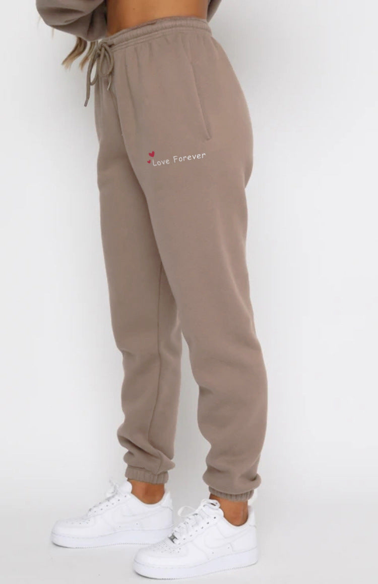 Women Autumn/Winter Printed Round Neck Long-Sleeved Top and Pants Two-Piece Set 37