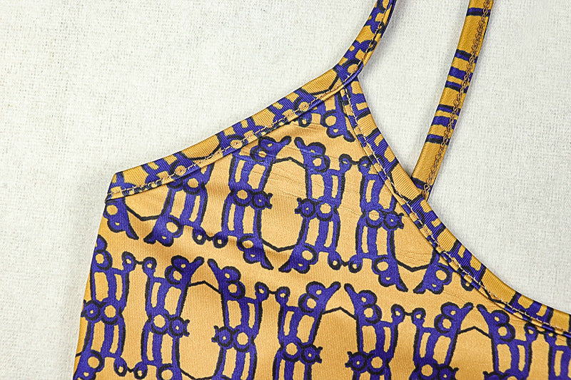 Printed Strap Low-Back Sleeveless Long Dress 11