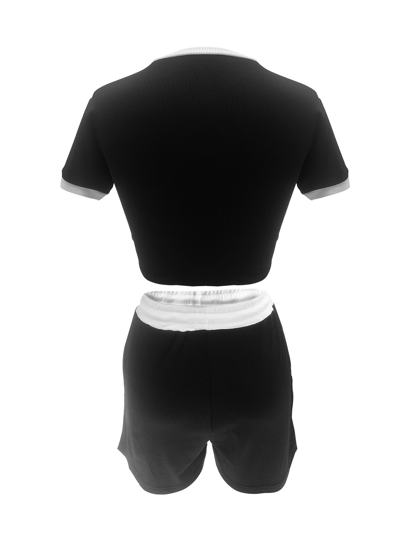 Women Contrast Color Crop Top and Shorts Two-piece Set 7