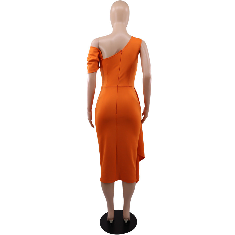 Chic One Shoulder Slim Pencil dress Chic Evening Gown Dress 14