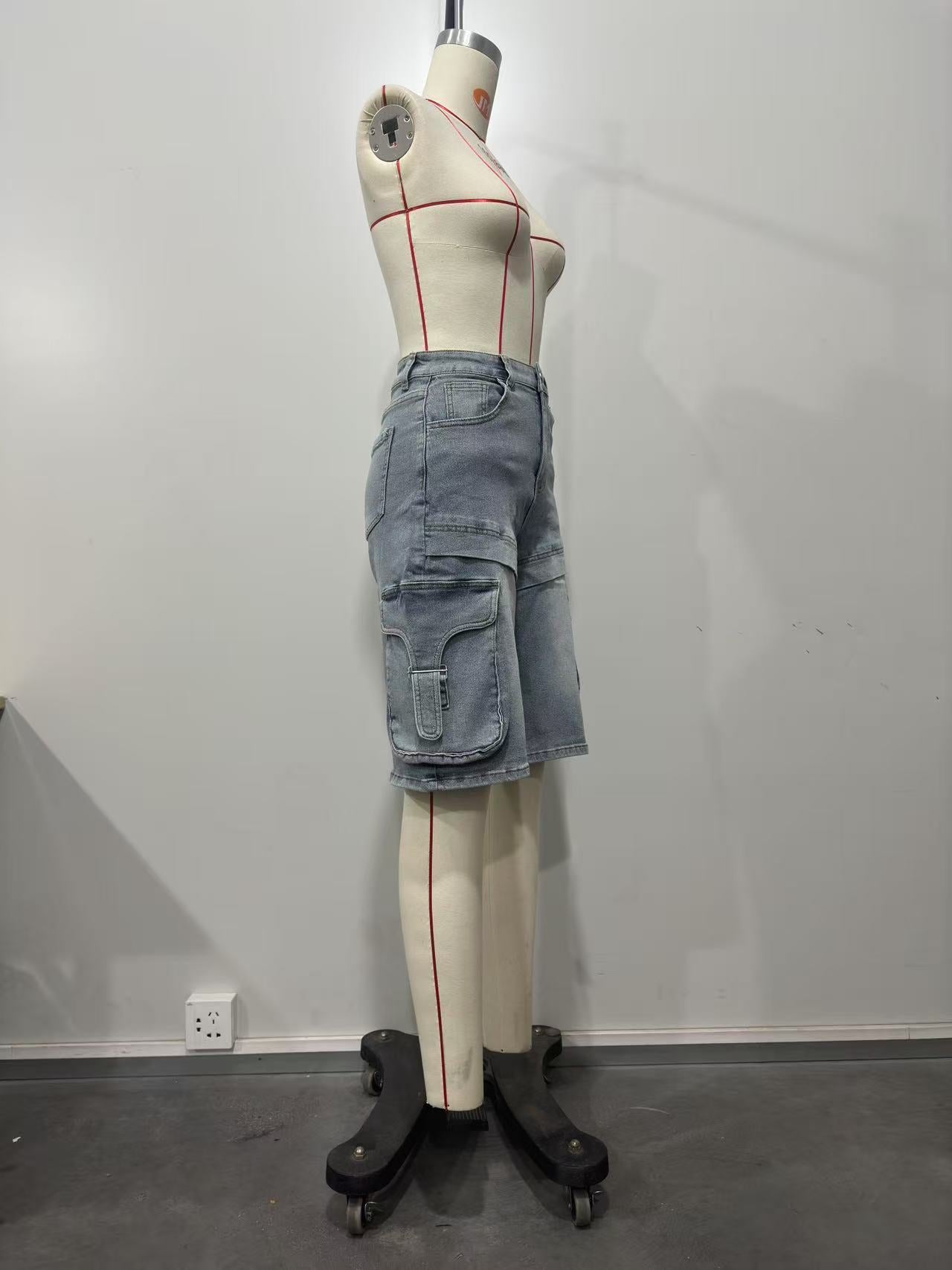 Women summer trendy cargo denim shorts 13