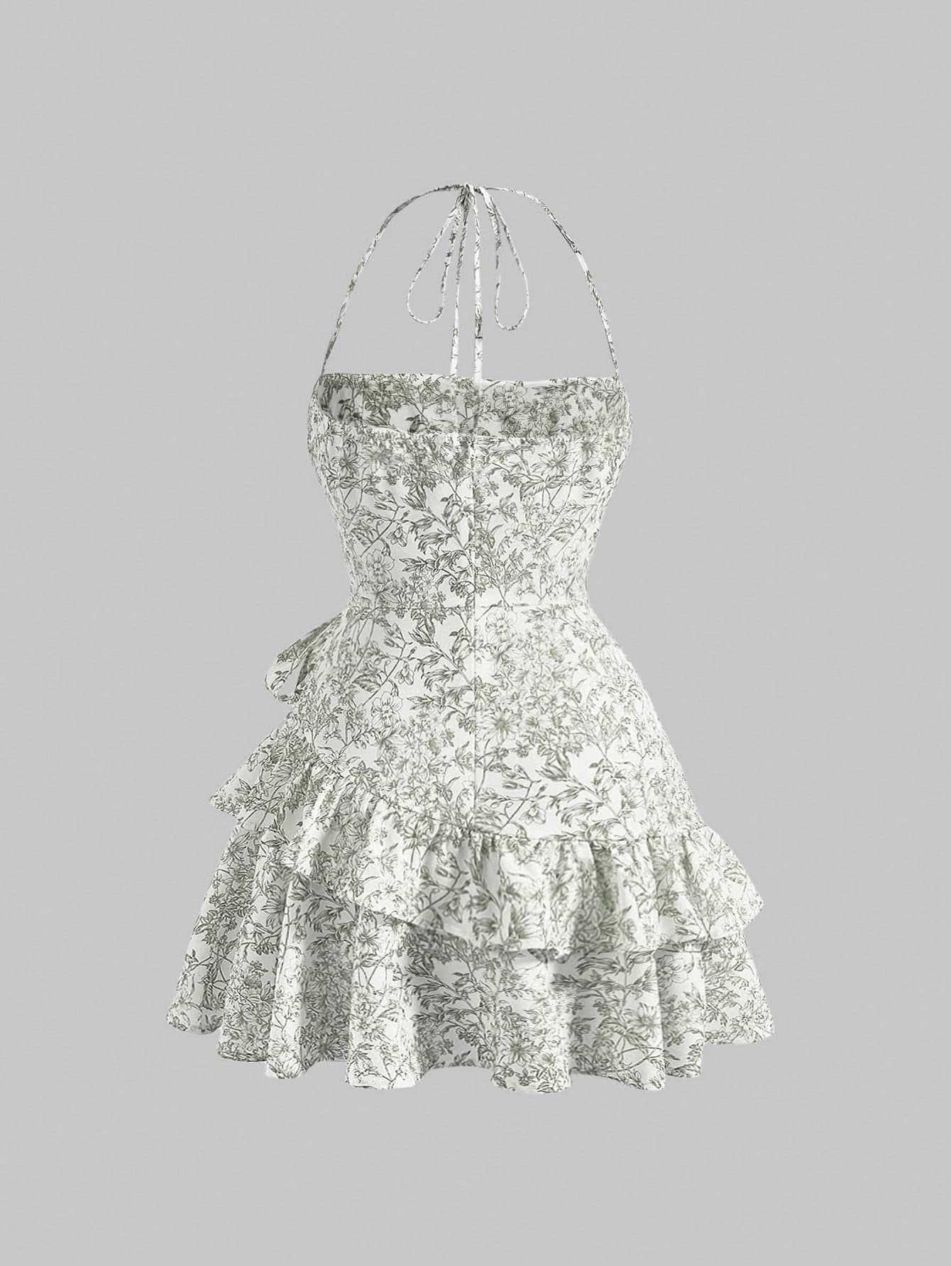 Women floral cascading ruffles dress 20