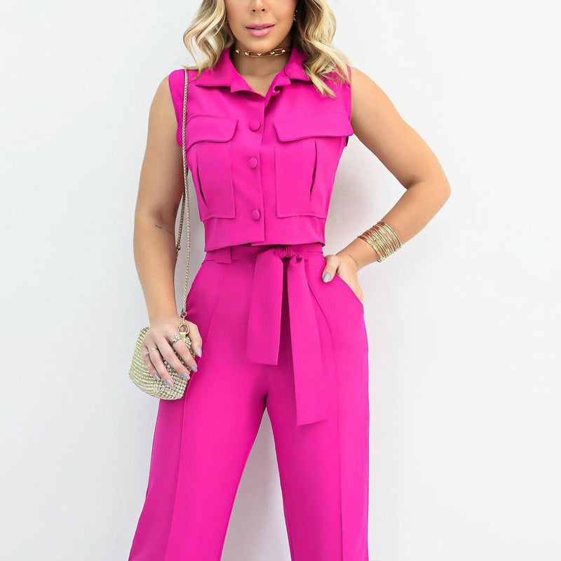 Fashion Casual Suit Women's Sleeveless Summer Shirt Trousers Women's Two-Piece Set 10