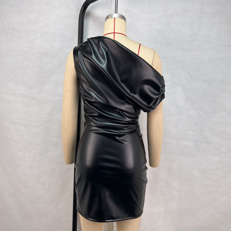 Women's Sexy Nightclub Trend Slash Shoulder Mini Bodycon Dress 21