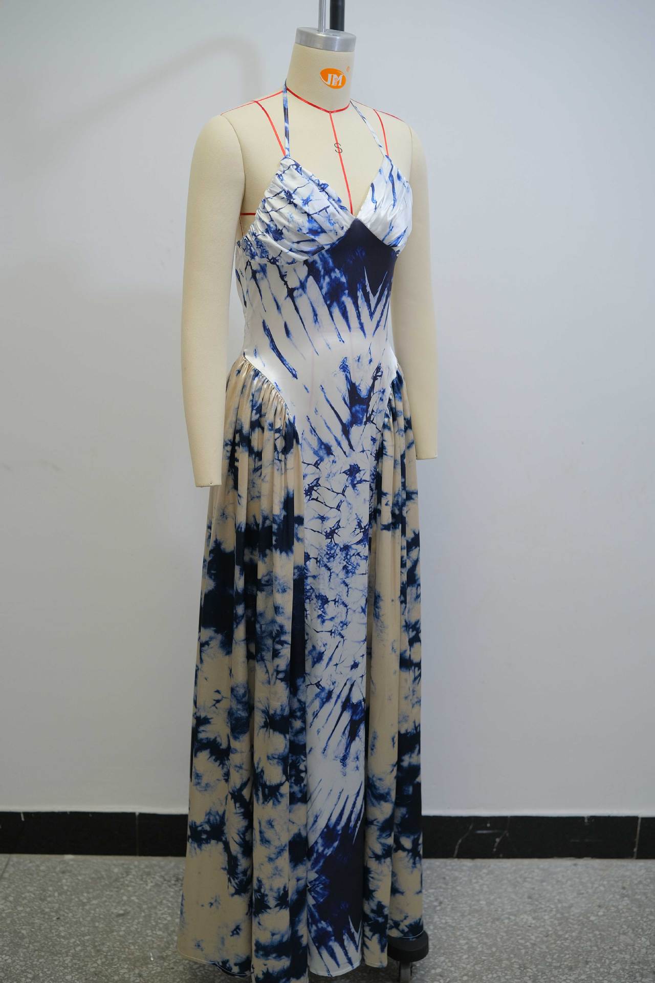 Women summer v-neck Halter Neck Sleeveless Printed Dress 5